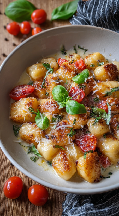 Caprese Chicken Gnocchi Skillet.