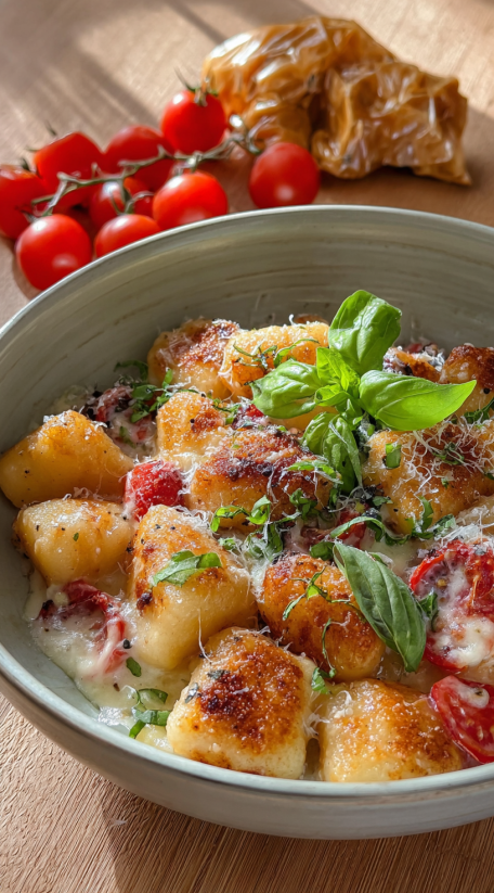 Caprese Chicken Gnocchi Skillet.