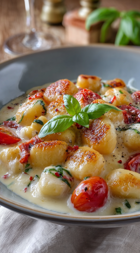 Caprese Chicken Gnocchi Skillet.