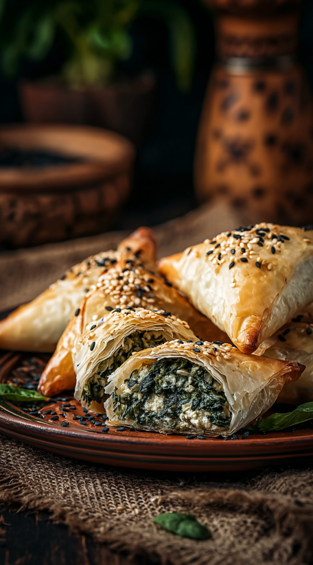 A plate of spinach fatayer.