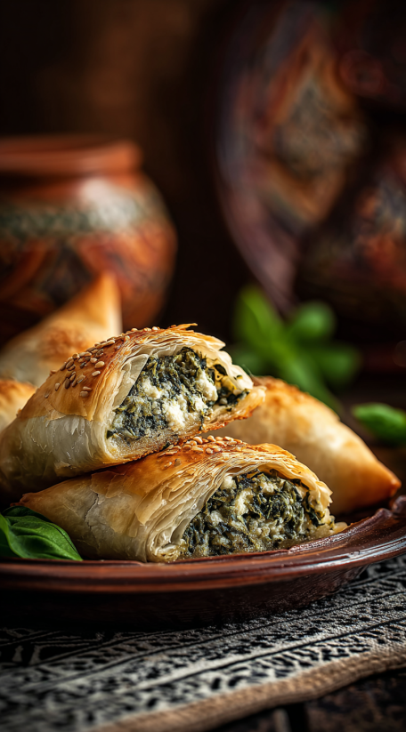 A plate of spinach fatayer.