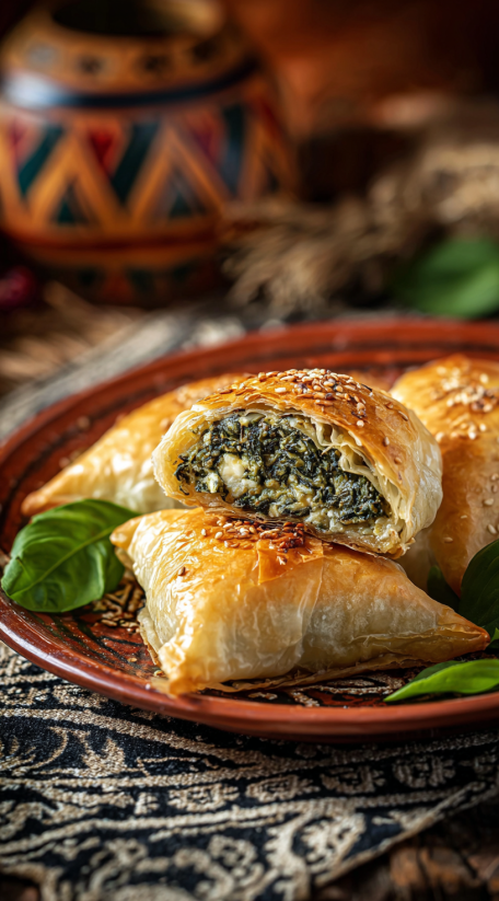 A plate of spinach fatayer.
