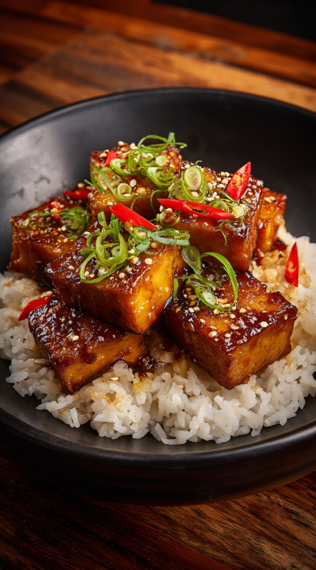 A plate of crispy sticky tofu.