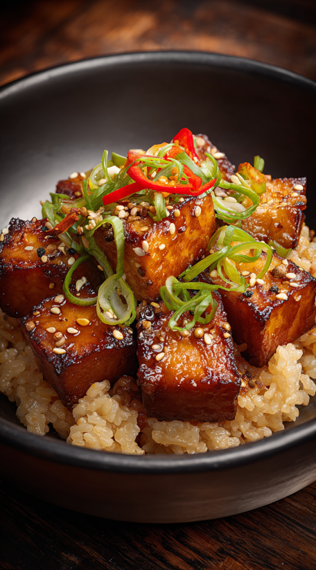 A bowl of crispy sticky tofu.