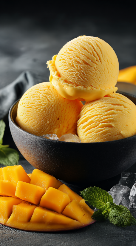 A bowl of mango ice cream.
