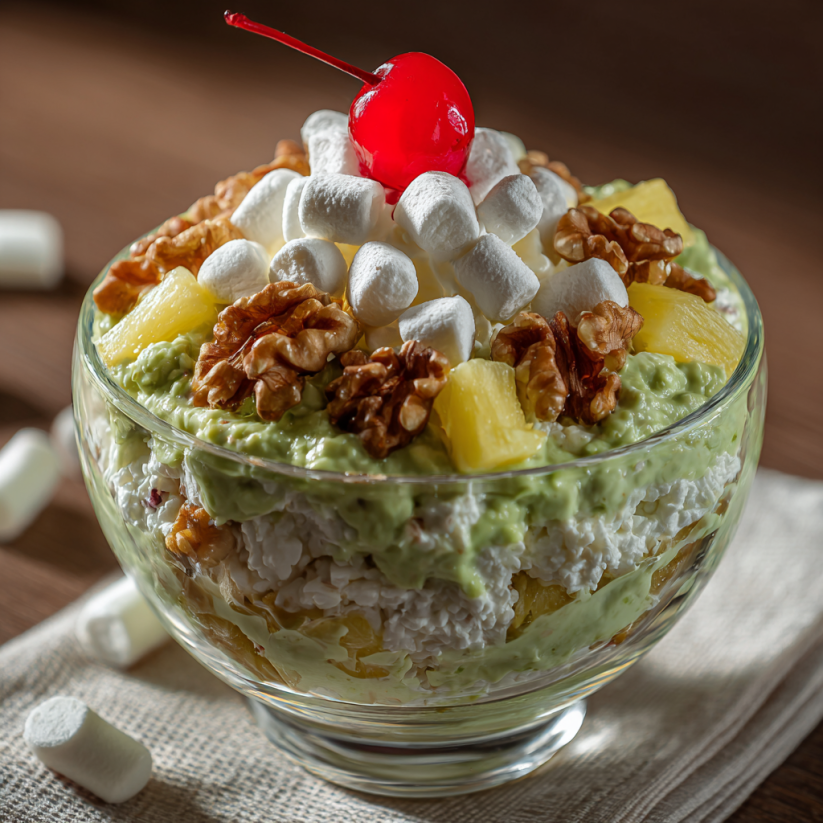 A glass bowl filled with a salad.