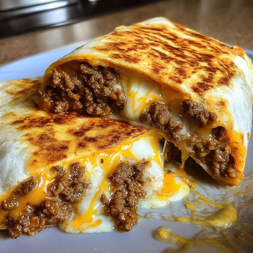 A cheesy grilled cheese burrito.