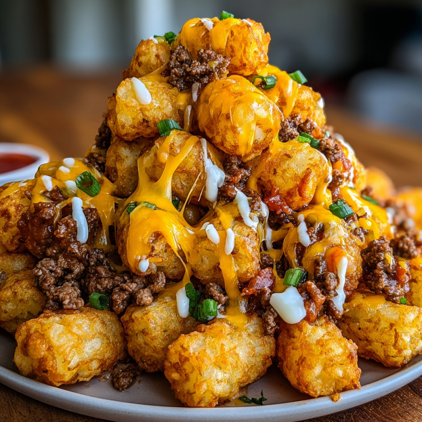 A plate of cheeseburger tater tots.