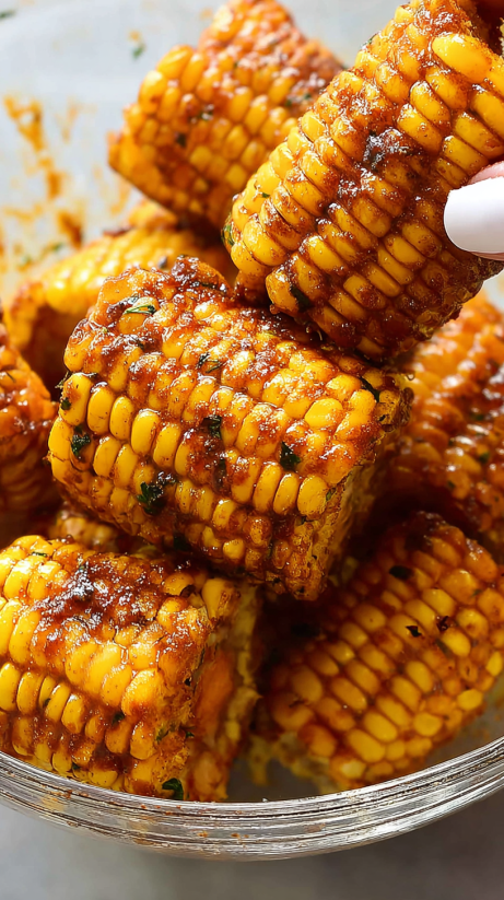 A close up of some corn on the cob.