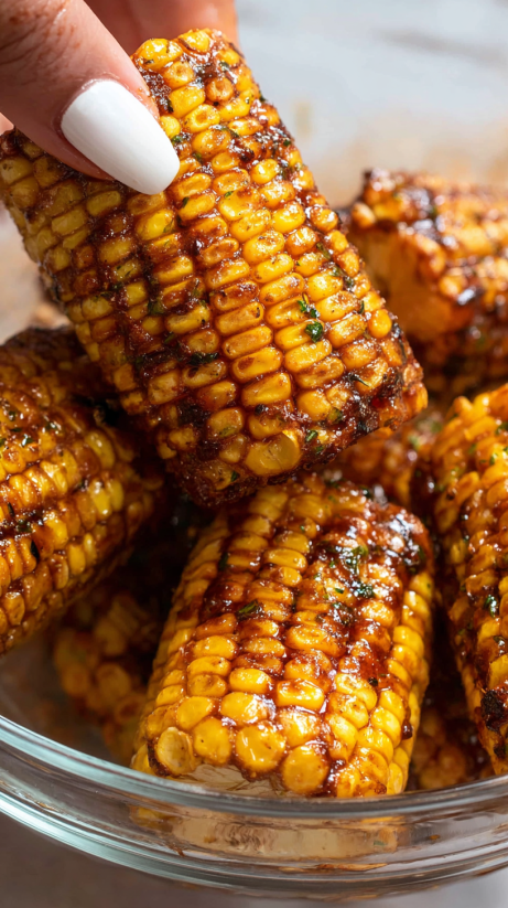 A close up of a corn on the cob.