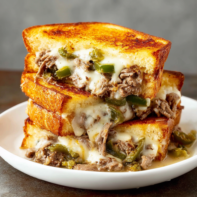 A plate of grilled cheese sandwiches.
