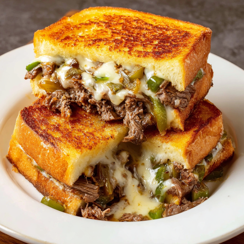 A plate of grilled cheese sandwiches.