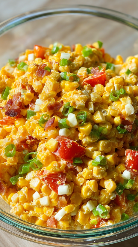 Crack corn salad with tomatoes and corn.