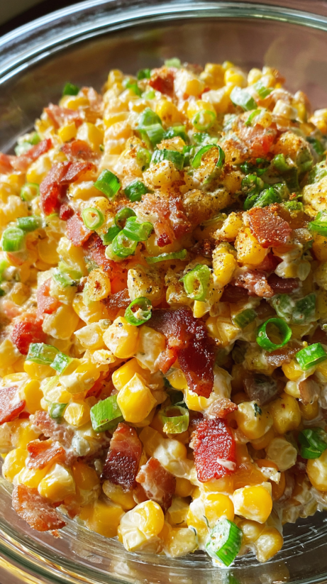 Crack corn salad with bacon and corn.