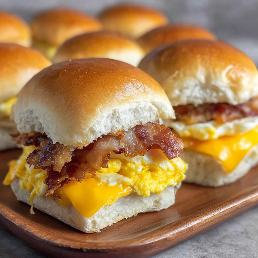 Bacon and egg breakfast sliders.