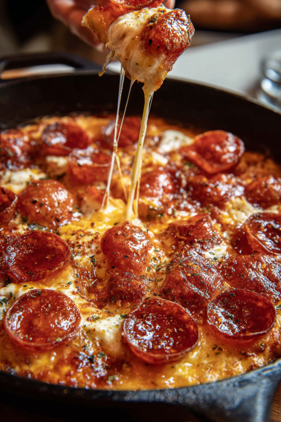 A close up of a pizza with cheese and pepperoni.
