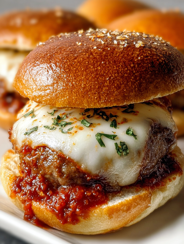 A close up of a burger with cheese and sauce.