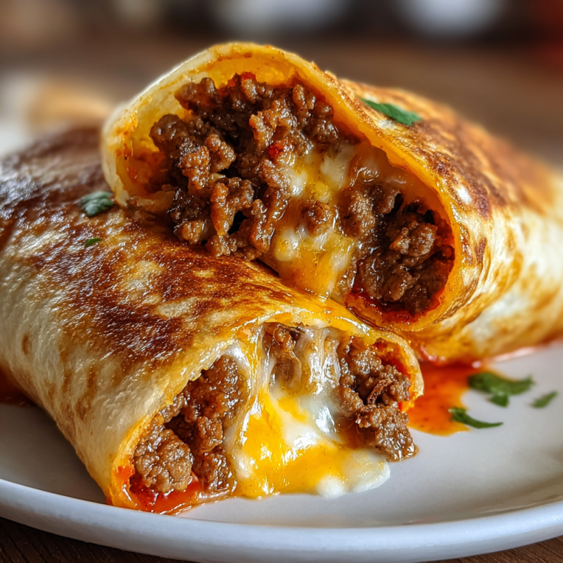 A plate of crispy beef cheese chimichangas.