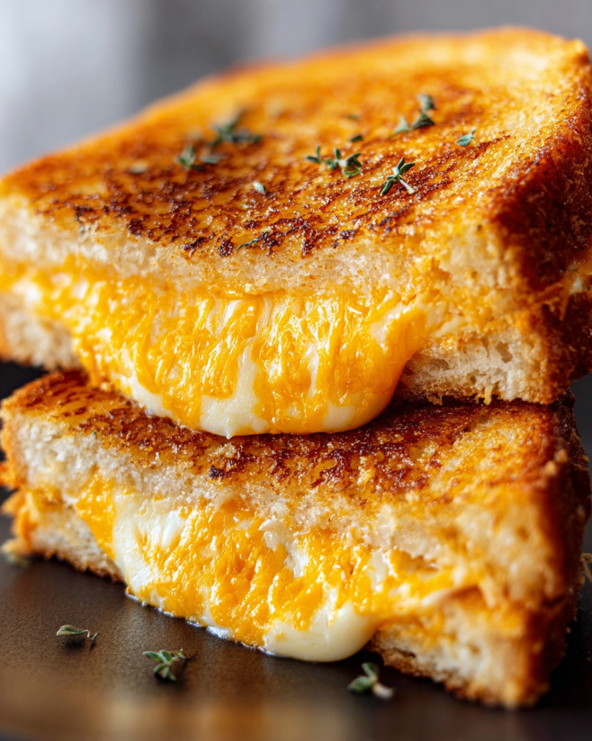 A slice of grilled cheese with garlic bread.