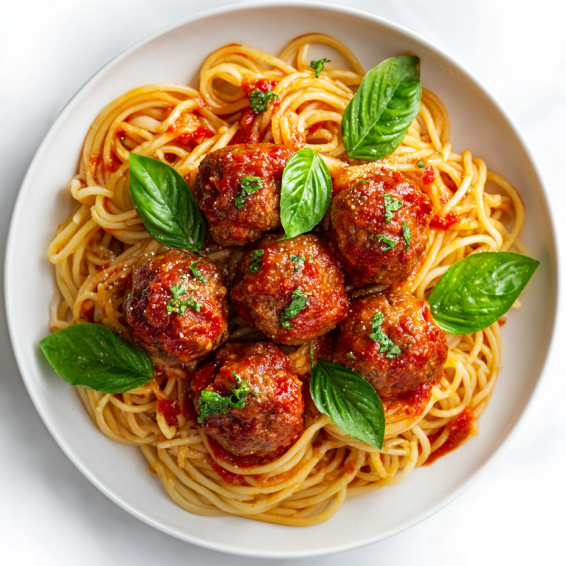 A plate of turkey meatballs in tomato sauce.