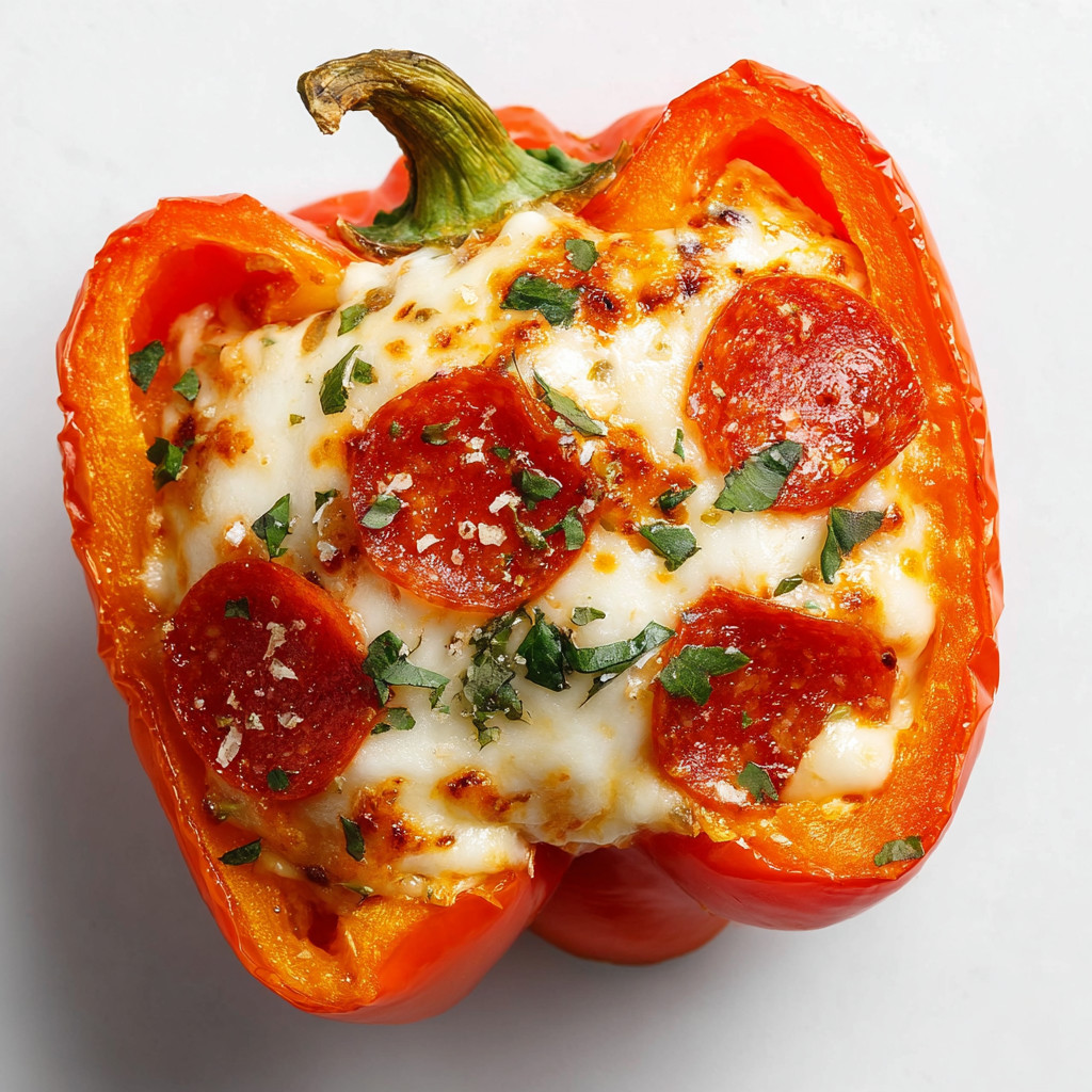 A slice of pizza stuffed pepper.