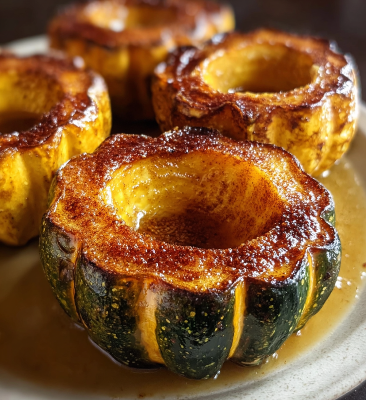 A plate of roasted delicata squash.