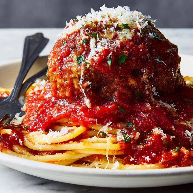 A plate of meatballs with tomato sauce.