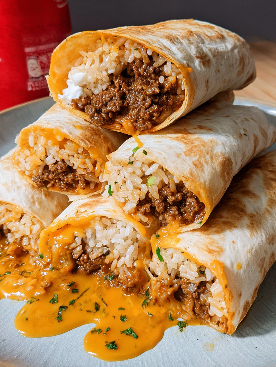 A plate of Quesaritos with rice and meat.