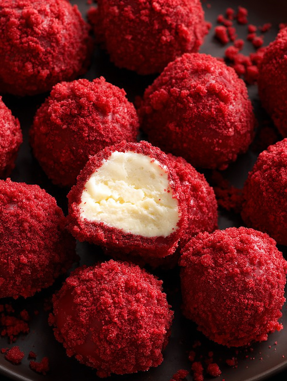 Red velvet cheesecake bites.