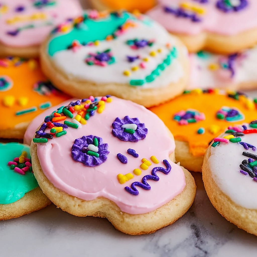 A pile of cookies with skulls on them.