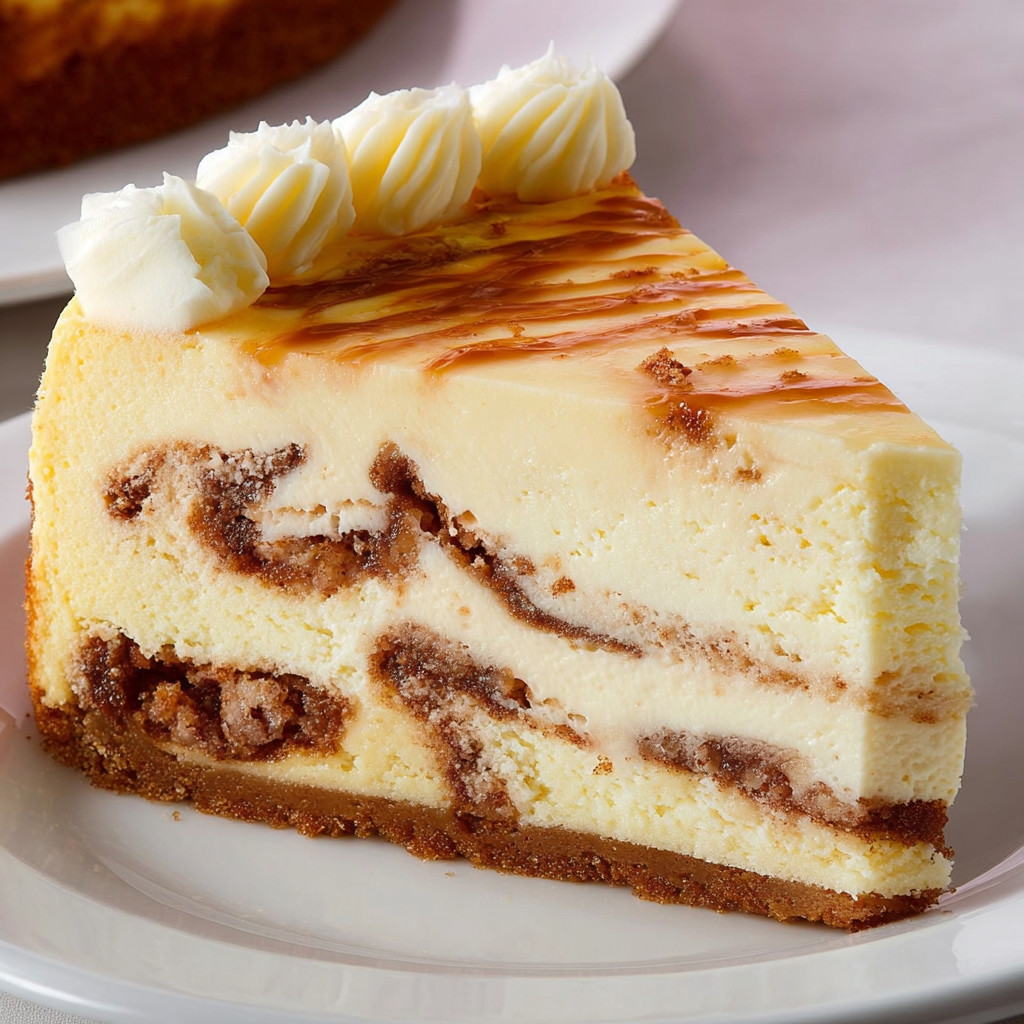 A slice of cinnabon cheesecake.