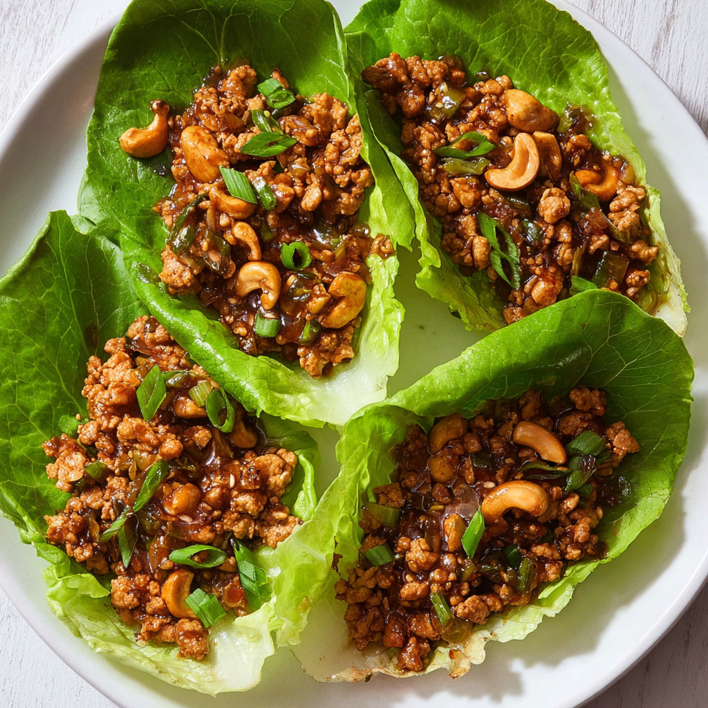A plate of food with lettuce wraps and meat.