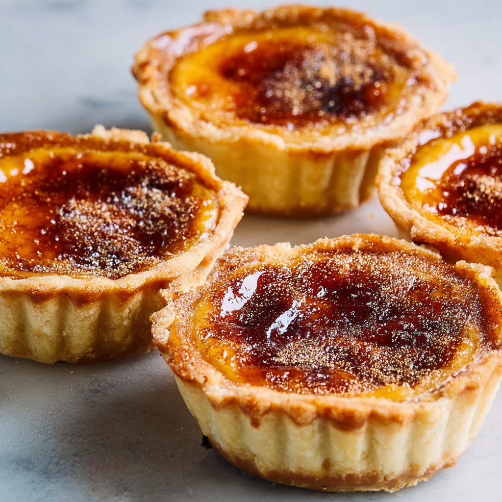 Three mini crème brûlée pumpkin pies.