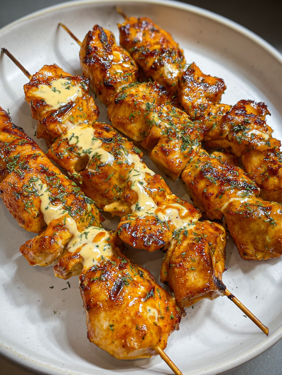 Hot Honey Ranch Chicken Skewers.