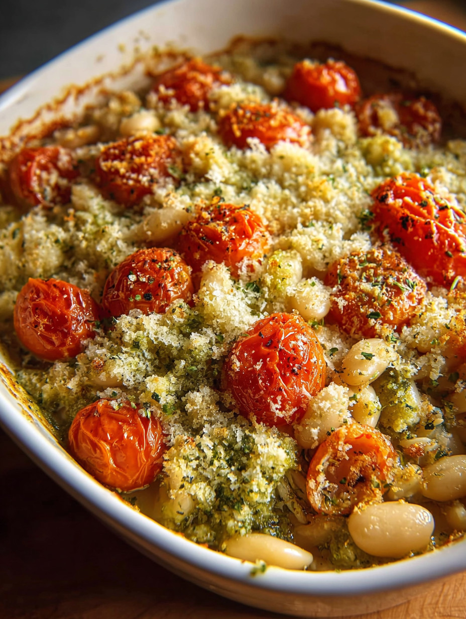 A white bean and pesto bake.