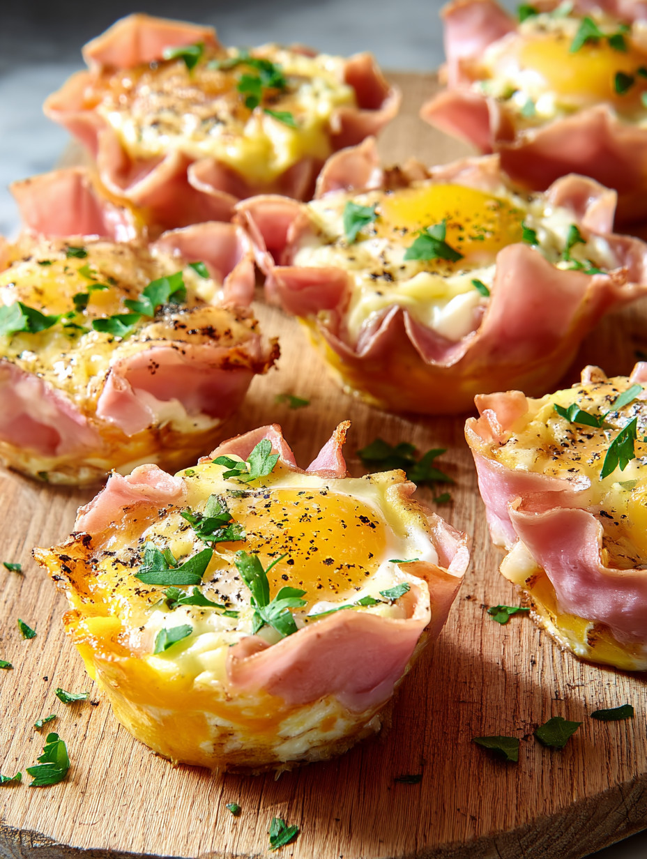 A plate of ham and cheese egg cups.