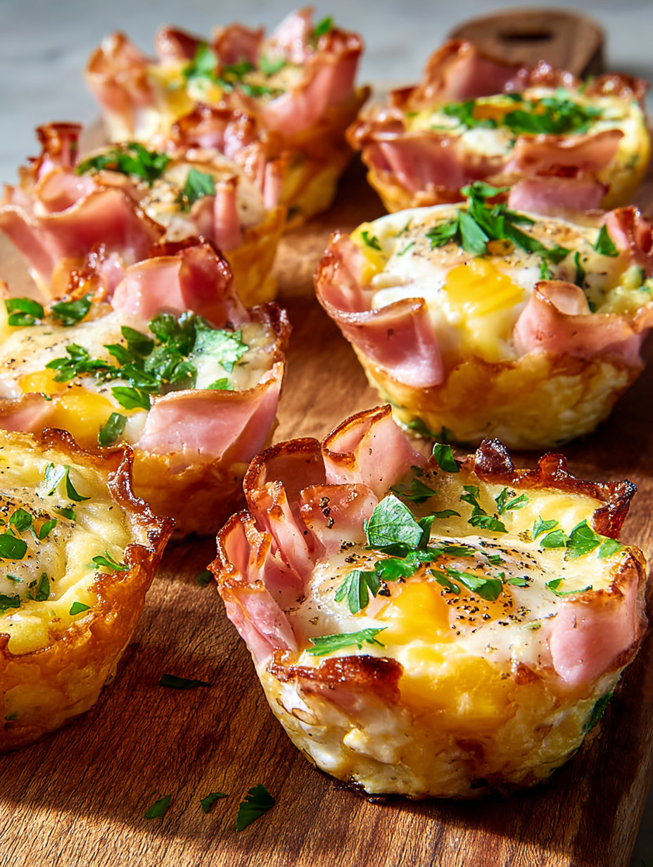 A plate of ham and cheese egg cups.