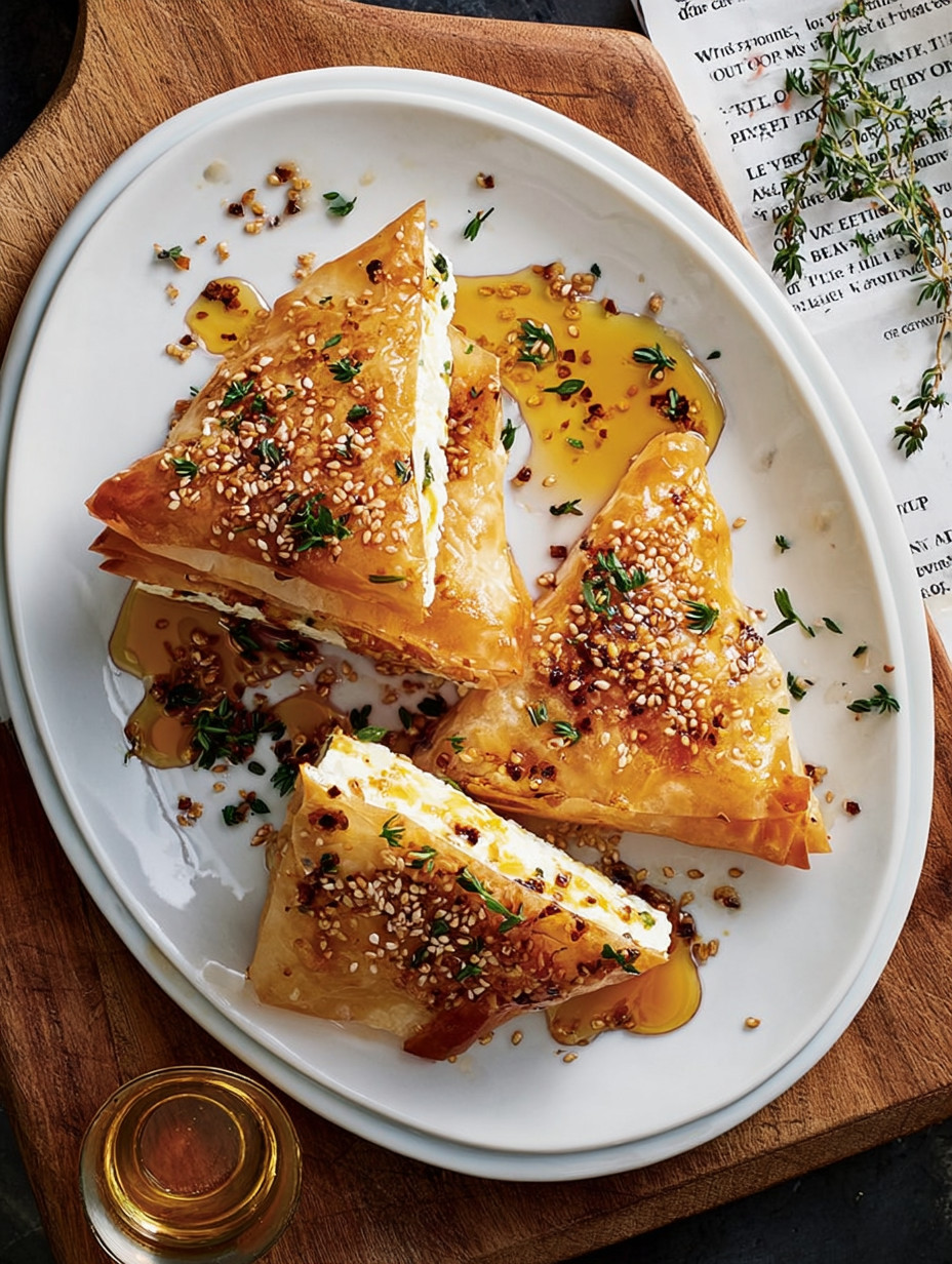 A plate of crispy feta pockets.