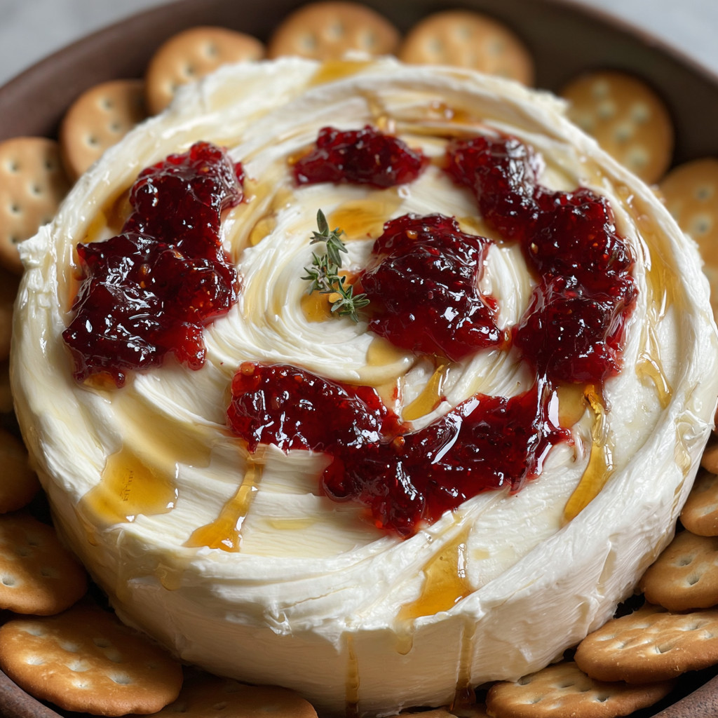 A plate of whipped brie with crackers.