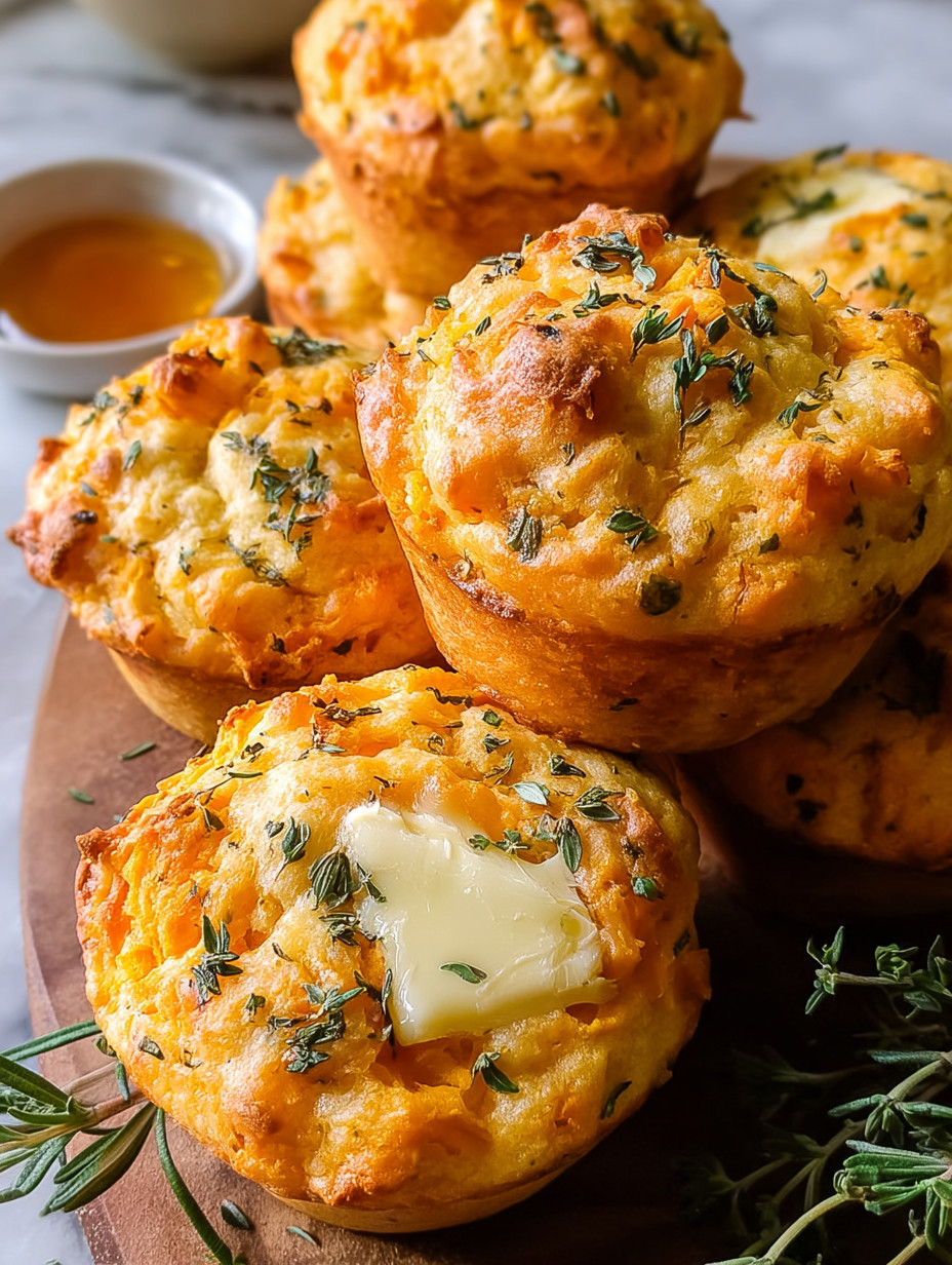 A plate of sweet potato and herb butter muffins.