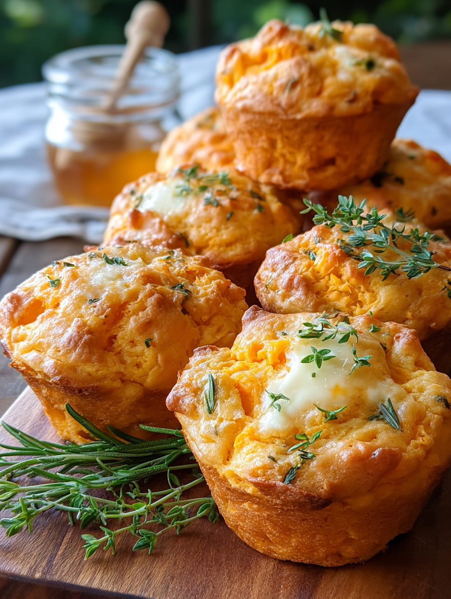 A plate of sweet potato and herb butter muffins.