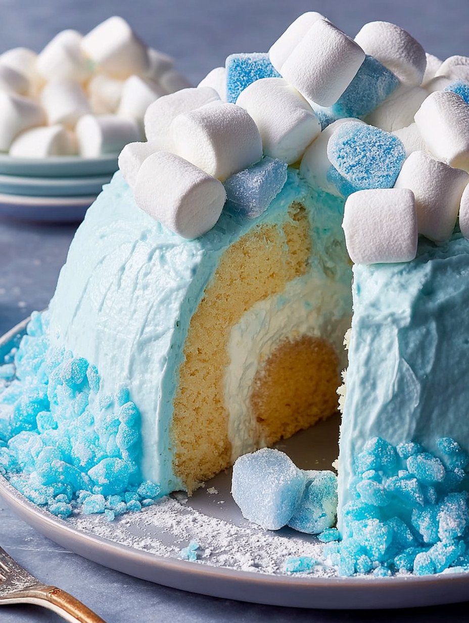 A cake shaped like an igloo.