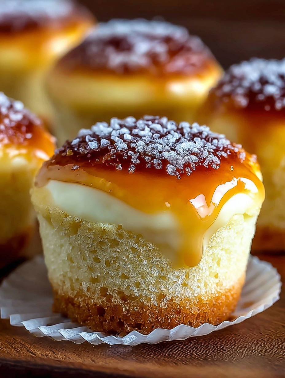 Vanilla bean creme brulee cheesecake cupcakes.