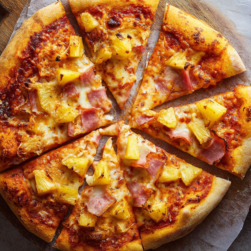 A slice of pizza with a pineapple topping.