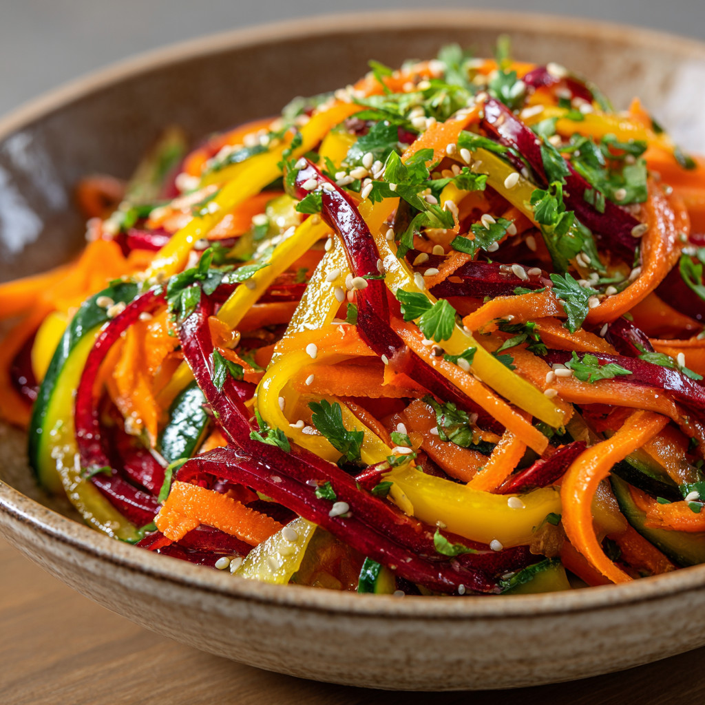 A bowl of carrot sesame salad.