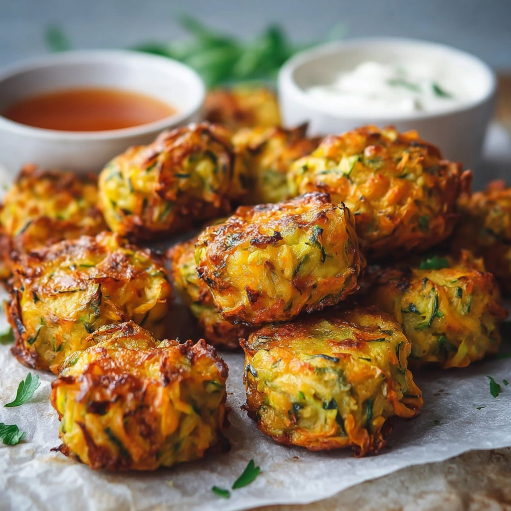 Baked sweet potato zucchini tots.