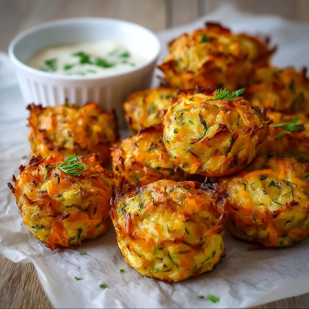 A plate of baked sweet potato zucchini tots.
