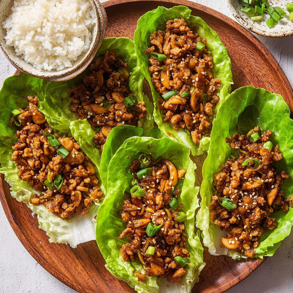 A plate of chicken lettuce wraps.