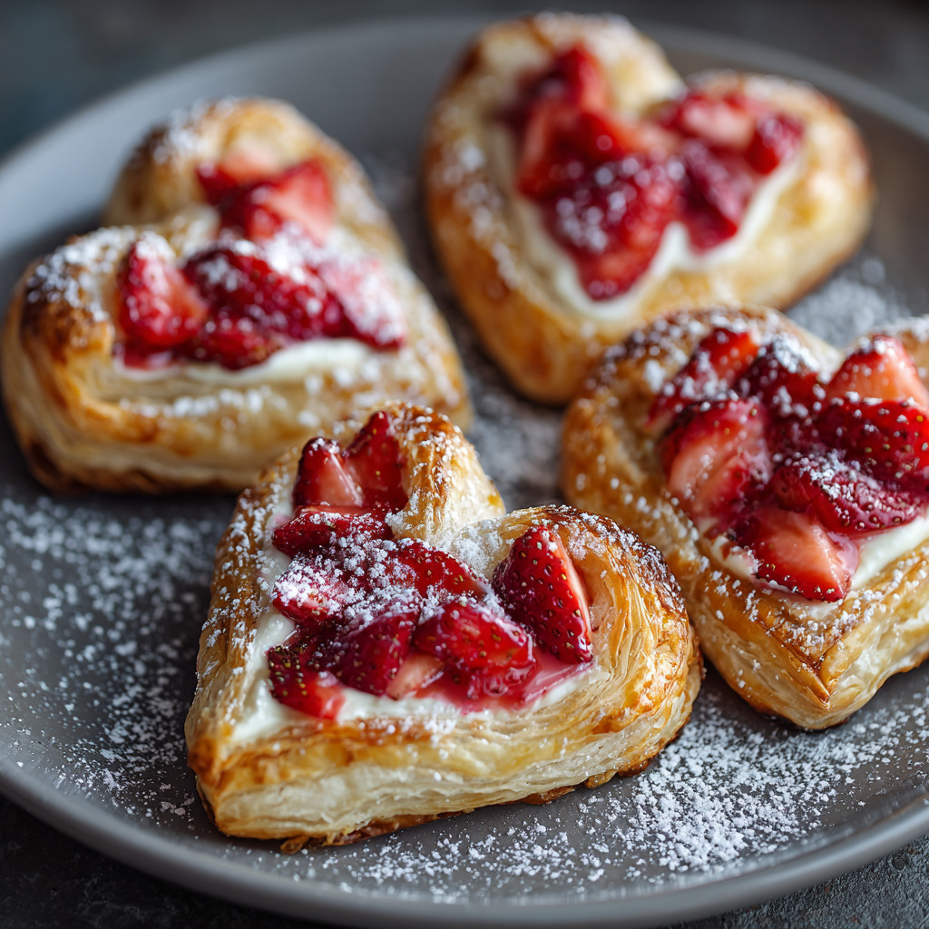 A plate of strawberry cream cheese pastries.
