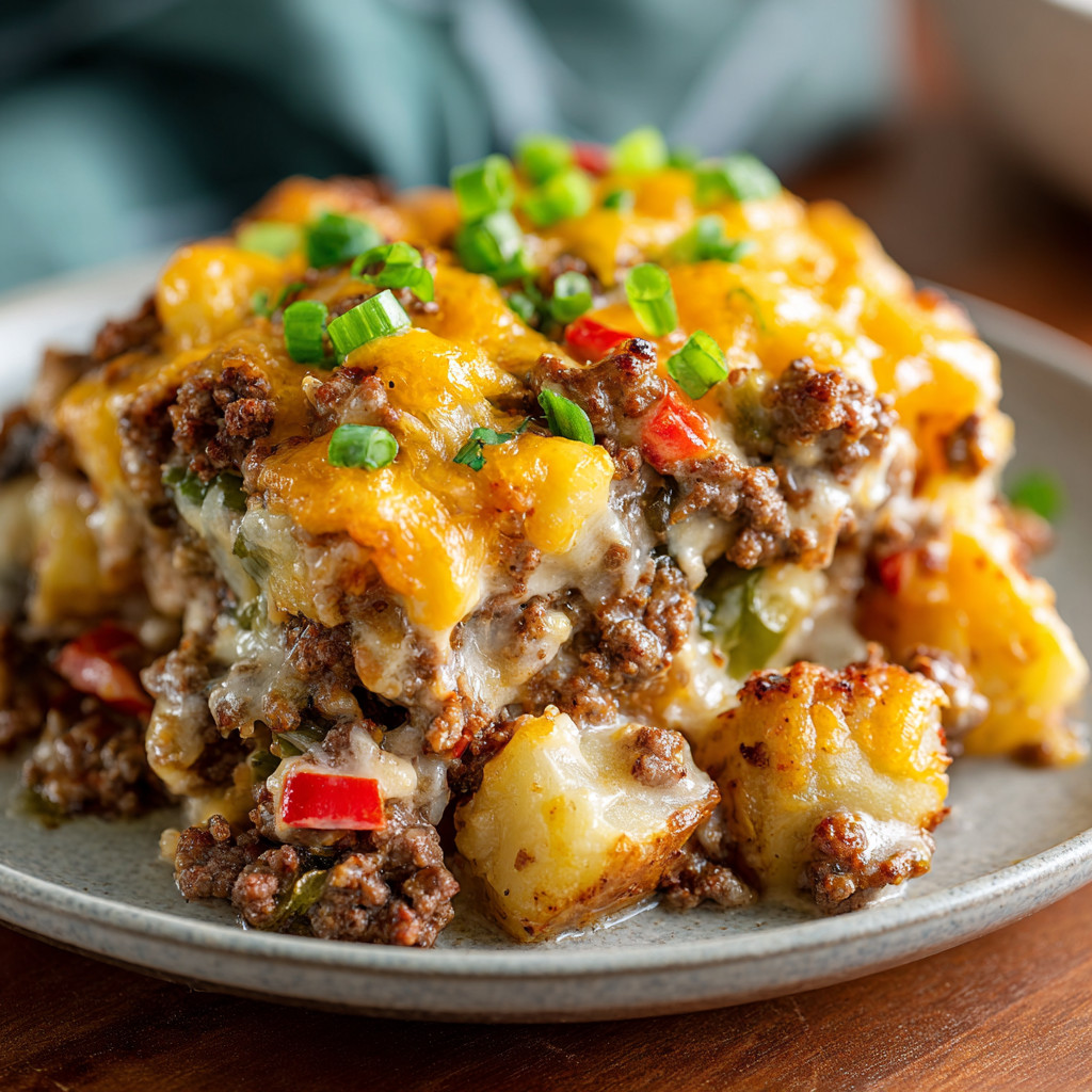 A delicious slow cooker cowboy potato casserole.